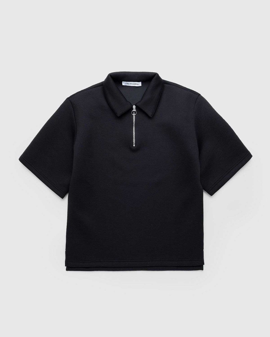 Toj Trussardi | Trussardi Quarter-Zip Scuba Polo Black