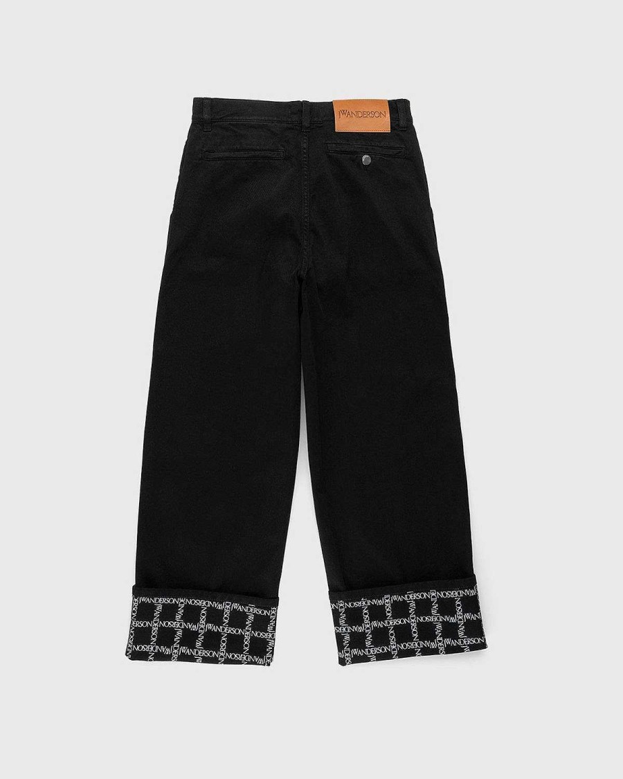 Toj J.W. Anderson | Jw Anderson Logo Grid Manchet Jeans Med Brede Ben, Sort