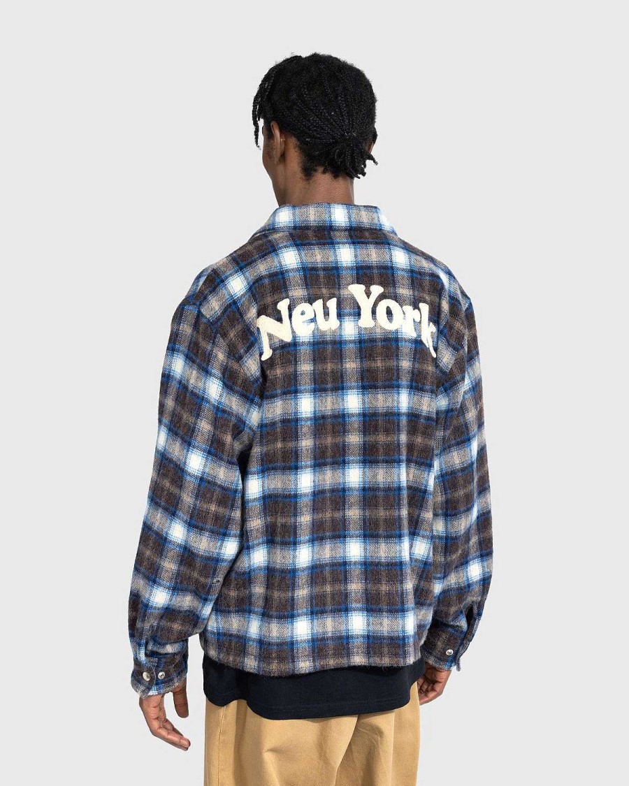 Toj Highsnobiety | Highsnobiety Neu York Shaggy Wool Plaid Zip Shirt Brun