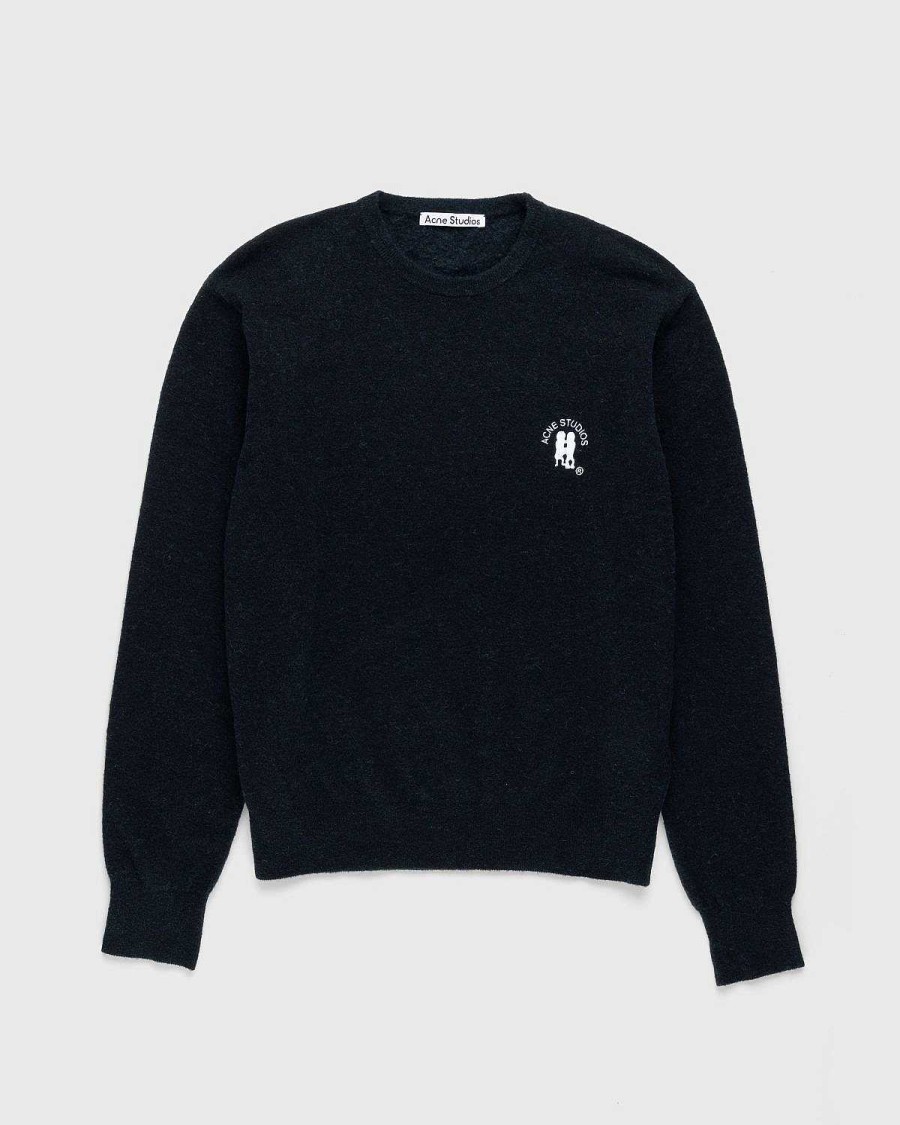 Toj Acne Studios | Acne Studios Broderet Logo Crewneck Dark Navy Melange