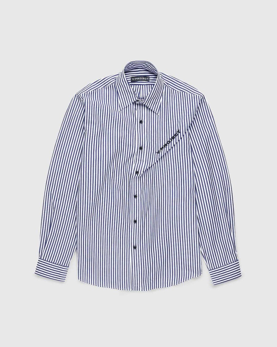 Toj Y/Project | Y/Project Pinched Logo Stripe Shirt Navy/White