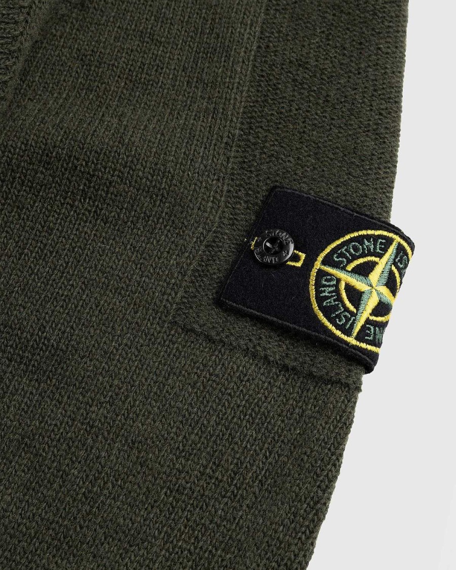 Toj Stone Island | Stone Island Lammeuld Half-Zip Knit Olive