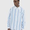 Toj Acne Studios | Acne Studios Stripe Button-Up Skjorte Hvid/Stalbla