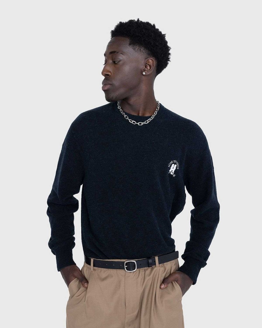 Toj Acne Studios | Acne Studios Broderet Logo Crewneck Dark Navy Melange