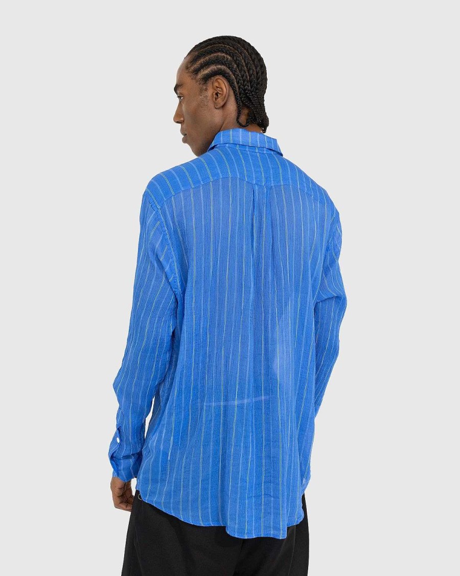 Toj Our Legacy | Our Legacy Initial Shirt Blue Rayon Plait Stripe