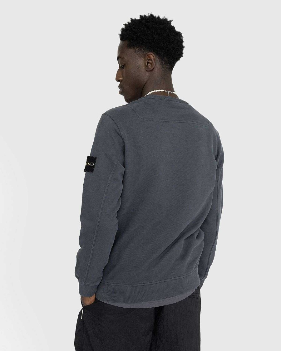 Toj Stone Island | Stone Island Beklaedningsfarvet Borstet Fleece Rund Hals, Blygra