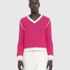 Toj Stockholm Surfboard Club | Stockholm Surfboard Club Strikket Sweater Med V-Hals Flou Pink