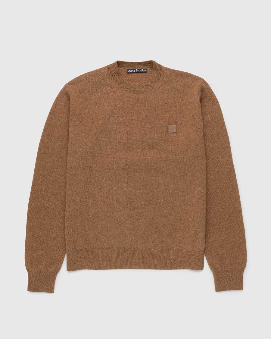 Toj Acne Studios | Acne Studios Uld Sweater Med Rund Hals, Toffee Brun