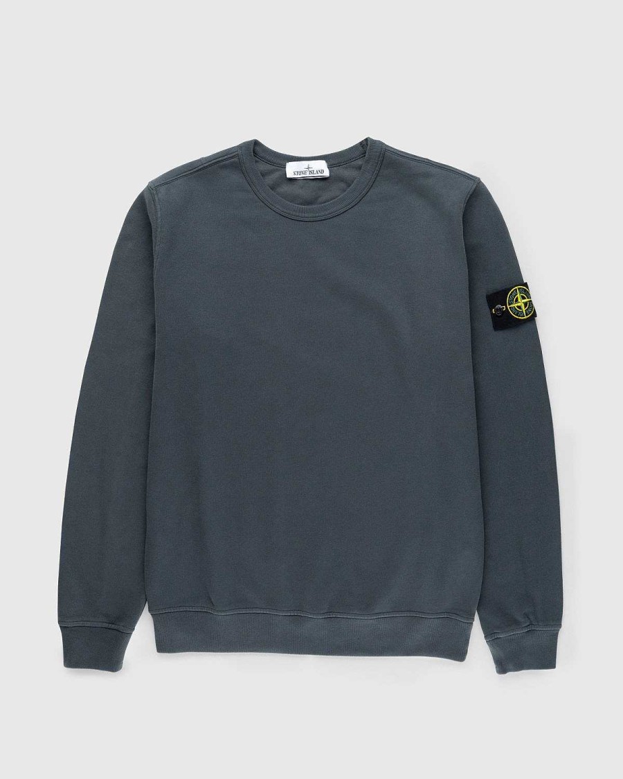 Toj Stone Island | Stone Island Beklaedningsfarvet Borstet Fleece Rund Hals, Blygra