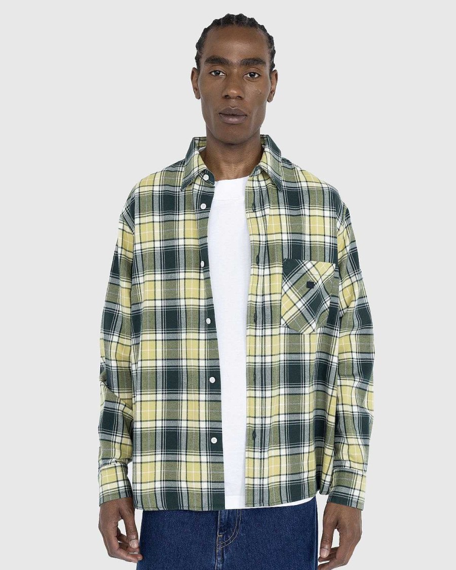 Toj Acne Studios | Acne Studios Check Button-Up Skjorte Skovgron/Lysegron