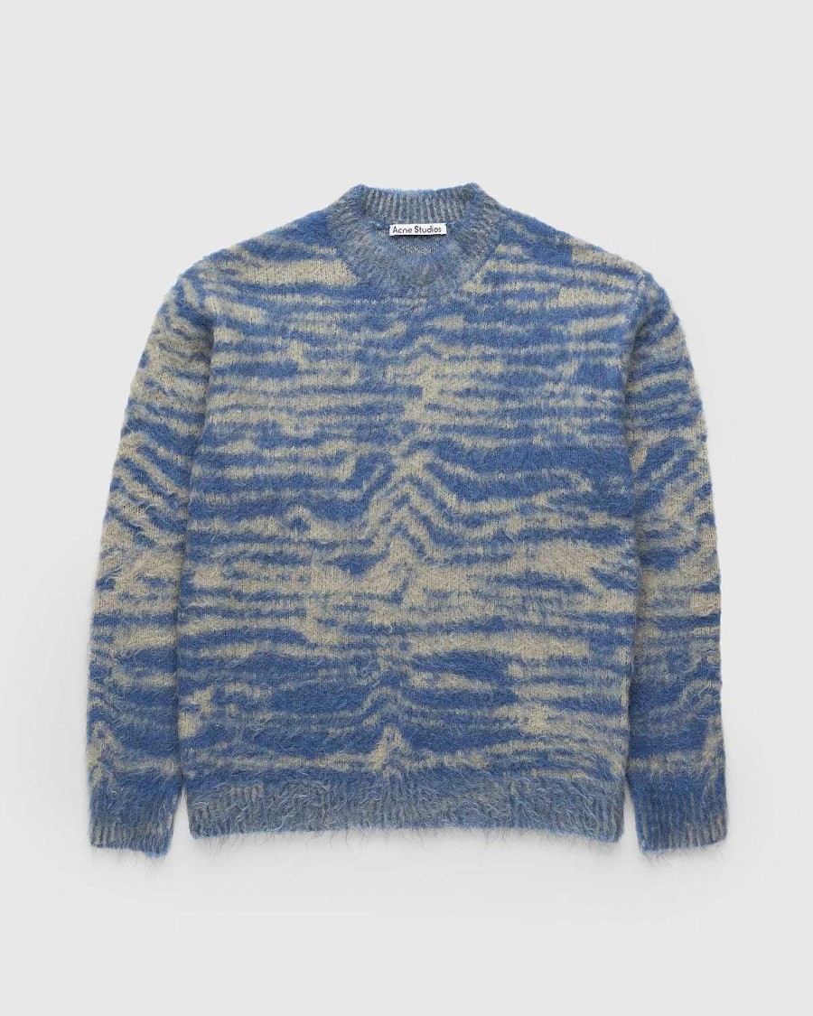 Toj Acne Studios | Acne Studios Jacquard Crewneck Sweater Blue