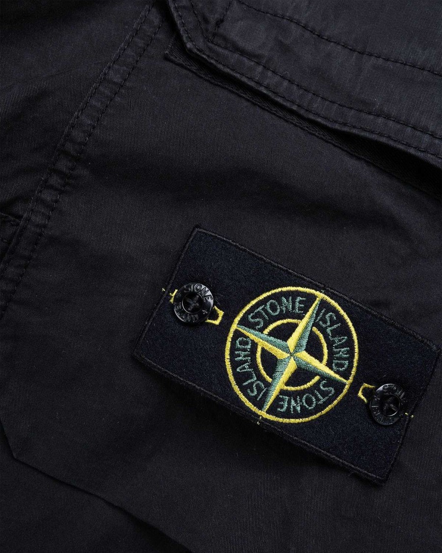 Toj Stone Island | Stone Island Stretch Cotton Gabardine Cargo Pants Sort