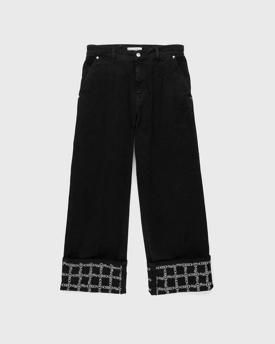 Toj J.W. Anderson | Jw Anderson Logo Grid Manchet Jeans Med Brede Ben, Sort